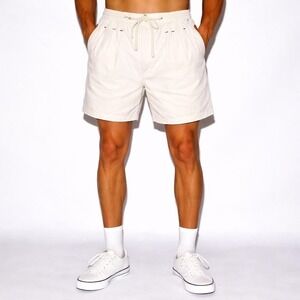 90s Vintage White Nautical Cotton Shorts Mens S Pleated Preppy Beach Athletic